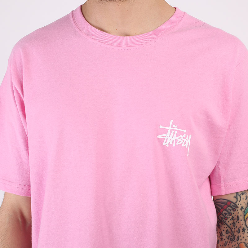 мужская розовая футболка Stussy Basic Tee 1904500-pink - цена, описание, фото 2